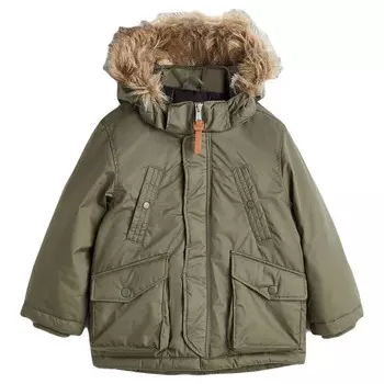 Парка H&M Padded Hooded, темно-зеленый хаки