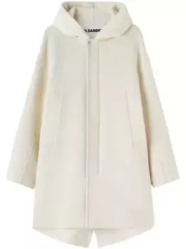 Парка из вирджинской шерсти с капюшоном JIL SANDER, белый