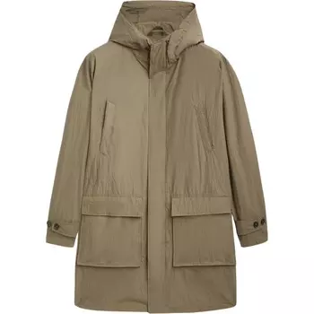 Парка Massimo Dutti Long Lightweight With Hood, светло-коричневый