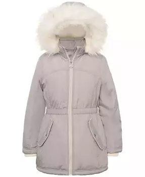 Парка Michael Kors Big Girls с капюшоном и отделкой из искусственного меха, розовый