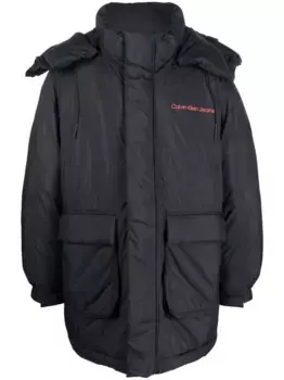 Парка с капюшоном и логотипом Calvin Klein Jeans, черный