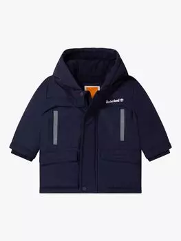Парка с капюшоном и логотипом на флисовой подкладке Timberland Baby, темно-синий