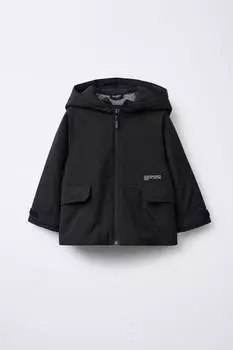 Парка с капюшоном на подкладке ZARA, черный