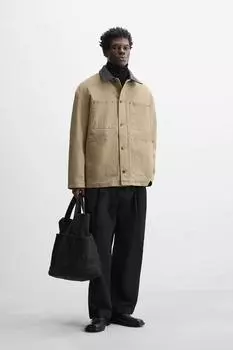 Парка с контрастной подкладкой ZARA, песочный