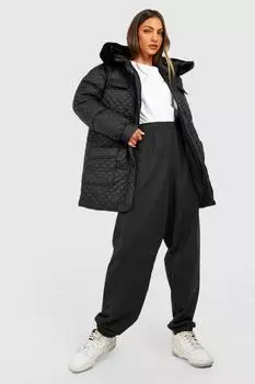 Парка с отделкой искусственного меха Boohoo, черный