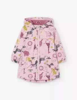 Парка с принтом для девочки с капюшоном и молнией Losan, розовый