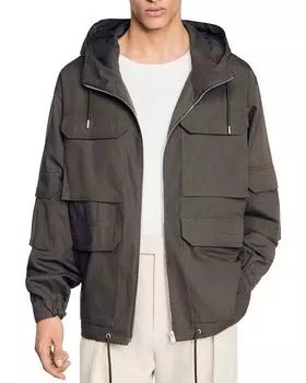 Парка Sandro с капюшоном, зеленый