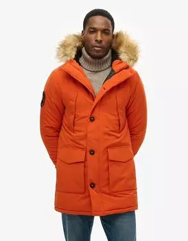 Парка Superdry Everest с капюшоном и искусственным мехом цвета тыквенного пюре