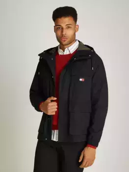 Парка Tommy Jeans "TJM UTILITY PARKA", с капюшоном, с тисненым логотипом, черный