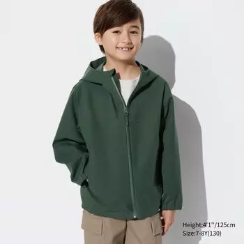 Парка Uniqlo детская легкая с капюшоном, оливковый