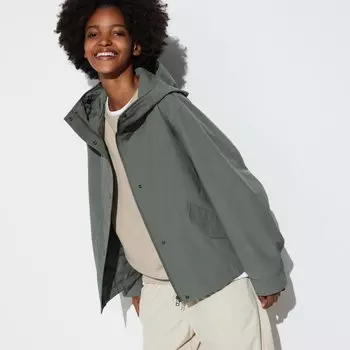 Парка UNIQLO хлопковая, зеленый