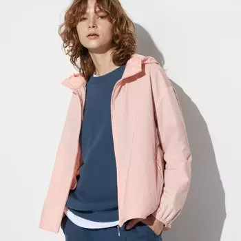Парка UNIQLO с капюшоном, розовый
