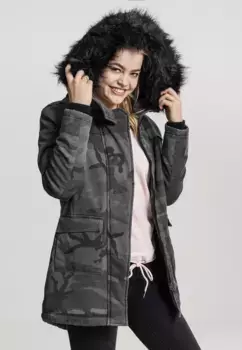 Парка URBAN CLASSICS " Urban Classics Ladies Overdyed Camo Parka" (1 шт.), с капюшоном, цвет Darkcamo