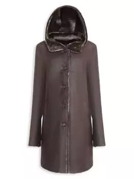 Парка Wolfie Furs премиум-класса с капюшоном из овечьей шерсти, коричневый