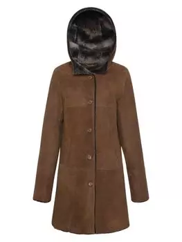 Парка Wolfie Furs премиум-класса с капюшоном из овечьей шерсти, коричневый