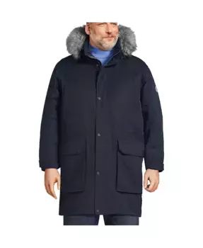 Парка зимняя утепленная пуховая Big & Tall Expedition с водоотталкивающей пропиткой Lands' End, синий