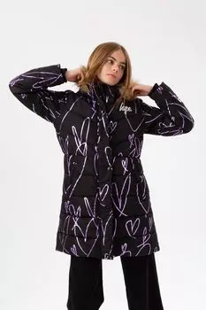 Парка с сердечком и надписью Hype, черный