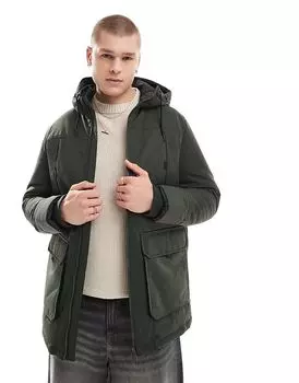 Парковая куртка цвета хаки Jack & Jones