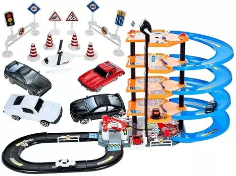 Парковка Lt40, 4-этажная автомобильная дорожка, гараж, горка, 5 транспортных средств