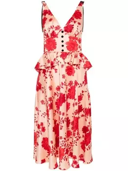 Parlor платье миди с цветочным принтом, нейтральный цвет