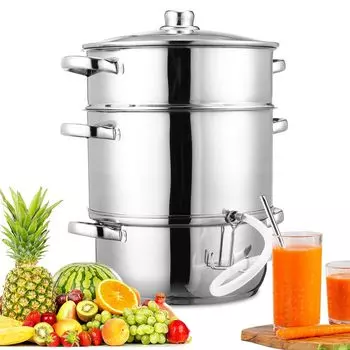Паровая соковыжималка TolleTour из нержавеющей стали 8 литров со шлангом + зажимом, соковыжималка для фруктов, индукционная соковыжималка для фруктов