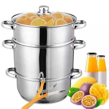 Паровая соковыжималка TolleTour из нержавеющей стали 8 литров со шлангом + зажимом, соковыжималка для фруктов, индукционная соковыжималка для фруктов