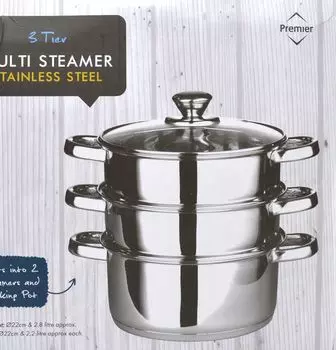 Пароварка Premier Housewares, нержавеющая сталь, кастрюля со стеклянной крышкой