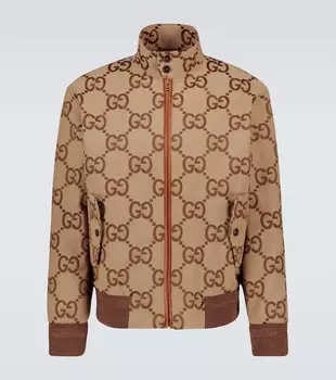 Парусиновая куртка Jumbo с узором GG Gucci, коричневый