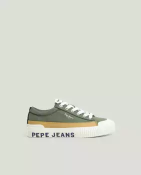 Парусиновые кроссовки для мальчиков с усиленной подошвой Pepe Jeans, темно-зеленый
