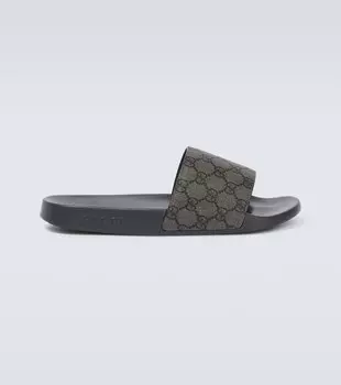 Парусиновые шлепанцы GG Supreme Gucci, серый