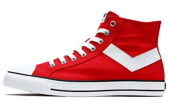 Парусиновые туфли мужские высокие красные Pony