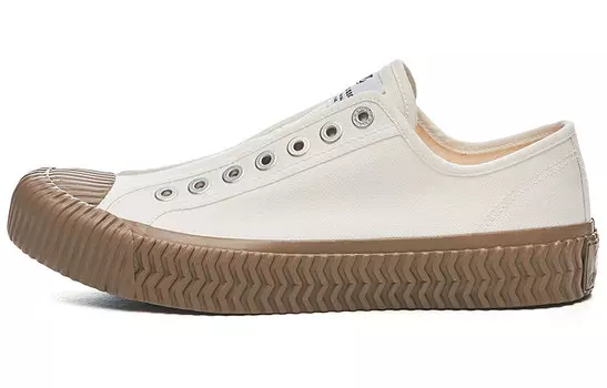 Парусиновые туфли унисекс с низким верхом, белые/кофейные Excelsior