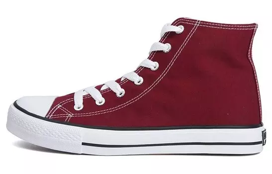 Парусиновые туфли унисекс с высоким берцем бордового цвета Warrior