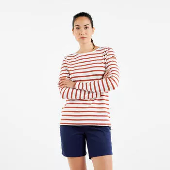 Парусная рубашка с длинным рукавом женская 100 оранжевая TRIBORD, цвет braun