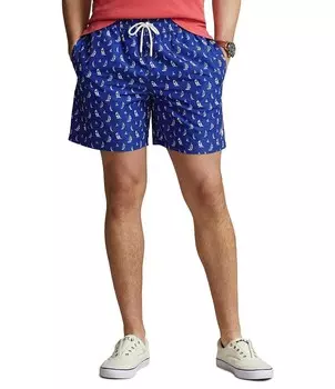 Парусник Polo Ralph Lauren Classic Fit Traveler с принтом 5,75 Плавки с внутренним швом, синий
