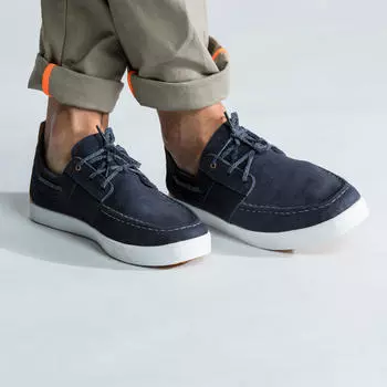 Парусники мужские кожаные 300 синие V2 TRIBORD, черный синий/орехово-коричневый