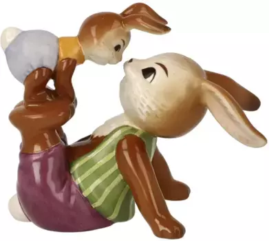 Пасхальный кролик Goebel "Cheeky Badger", коллекционная фигурка, кролик-папа с кроликом-ребенком 10х6х9 см, цвет bunt