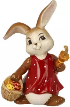 Пасхальный кролик Goebel "На пути к тебе", коллекционная фигурка, девочка-зайка с корзинкой для яиц и зонтиком 7х10х15 см, цвет bunt