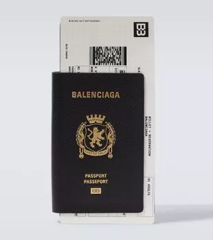 Паспортный длинный кожаный кошелек Balenciaga, черный