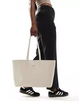 PASQ – Большая сумка-тоут костяно-серого цвета с внутренним карманом