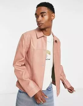 Пастельно-розовая куртка в стиле вестерн из искусственной кожи ASOS DESIGN