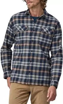 Patagonia Мужская фланелевая рубашка средней плотности с длинными рукавами из органического хлопка Fjord