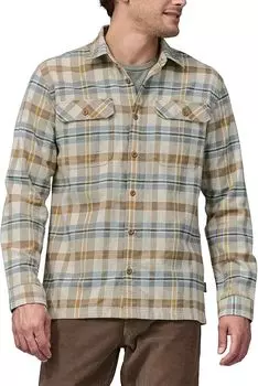 Patagonia Мужская фланелевая рубашка средней плотности с длинными рукавами из органического хлопка Fjord