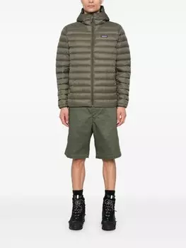 Patagonia пуховик с капюшоном, зеленый