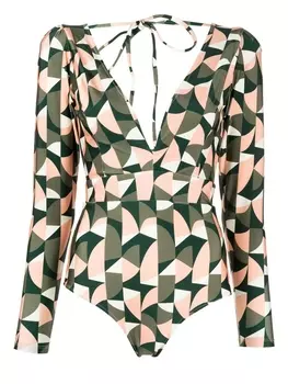 PatBO купальник Plitka с длинными рукавами, зеленый