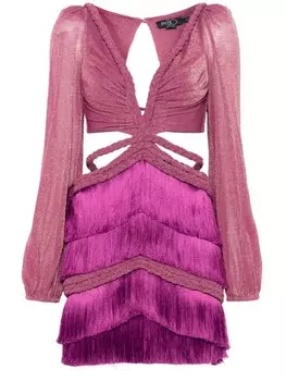 PatBO платье мини с бахромой и эффектом металлик, фиолетовый