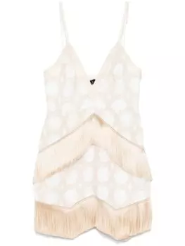 PatBO платье мини в технике кроше с глубоким вырезом, нейтральный