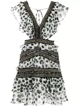 PatBO платье с оборками и узором в горох, черный