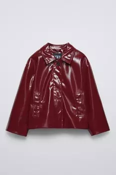 Патентная куртка ZARA, бордовый