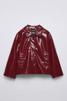 Патентная куртка ZARA, бордовый